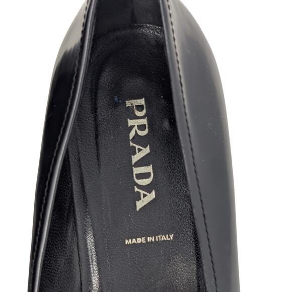 Authentic Prada Black Patent Leather Kitten Heel Loafers EU 40 - Picture 3 of 9